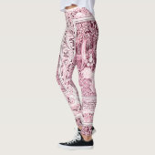 MEDIEVAL LEGENDS Lady en Knight, Roze witte Floral Leggings (Links)