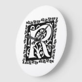 Medieval letter R Monogram zwart en wit Grote Klok (Hoek)