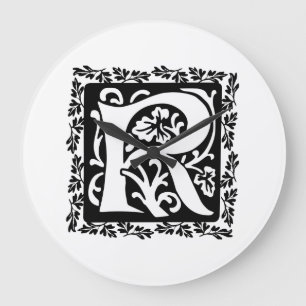 Medieval letter R Monogram zwart en wit Grote Klok