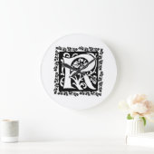 Medieval letter R Monogram zwart en wit Grote Klok (Huis)