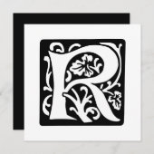 Medieval letter R Monogram zwart en wit Kaart (Voorkant / Achterkant)