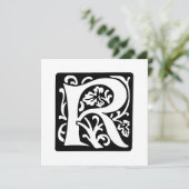 Medieval letter R Monogram zwart en wit Kaart (Staand voorkant)