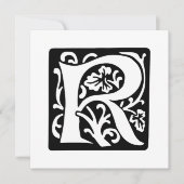 Medieval letter R Monogram zwart en wit Kaart (Voorkant)
