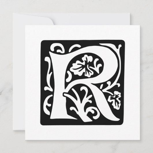Medieval letter R Monogram zwart en wit Kaart (Voorkant)