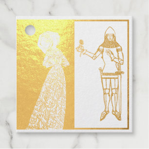 Medieval liefhebbers, nacht en dame bedankjes labels