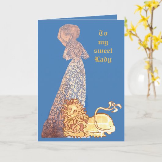 Medieval liefhebbers, nacht en dame kaart (Gele Bloem)