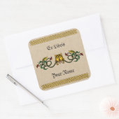 Medieval lion Design Bookplaat Vierkante Sticker (Envelop)