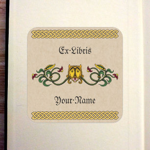 Medieval lion Design Bookplaat Vierkante Sticker