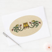 Medieval Lion Design Ovale Sticker (Envelop)