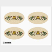 Medieval Lion Design Ovale Sticker (Vel)