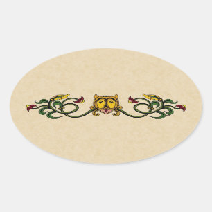 Medieval Lion Design Ovale Sticker