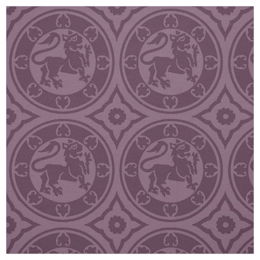 Medieval Lion, Eggplant Stof (Swatch)