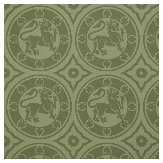 Medieval Lion, Olijfgroen Stof (Swatch)