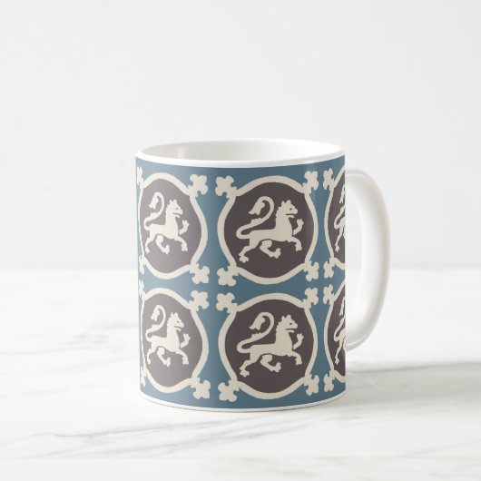Medieval Lion Tiles Coffee Mok (Voorkant rechts)