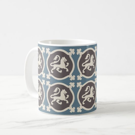Medieval Lion Tiles Coffee Mok (Voorkant links)