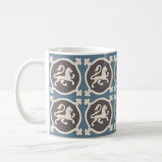 Medieval Lion Tiles Coffee Mok (Links)
