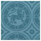 Medieval Lions, Peacock Blue Stof (Close Up)