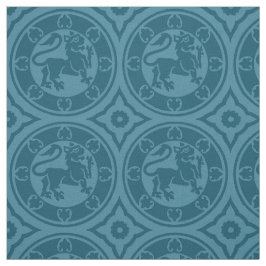Medieval Lions, Peacock Blue Stof
