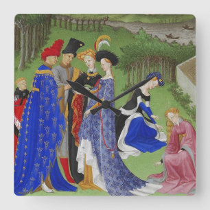 Medieval lords en dames vierkante klok