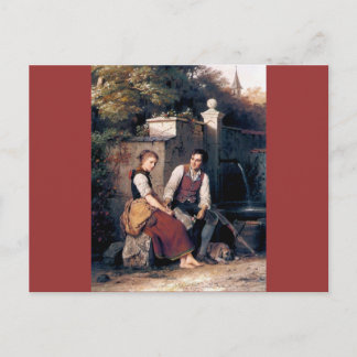 Medieval Love Man schilder romantisch Briefkaart