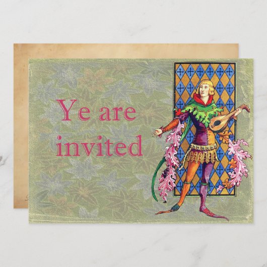 Medieval Mainstrel en Lute Kaart (Voorkant / Achterkant)