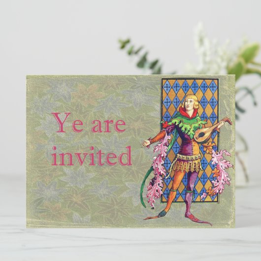 Medieval Mainstrel en Lute Kaart (Staand voorkant)