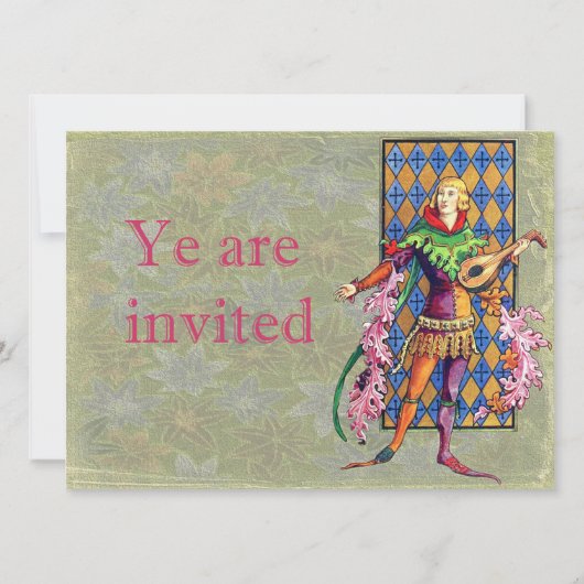 Medieval Mainstrel en Lute Kaart (Voorkant)