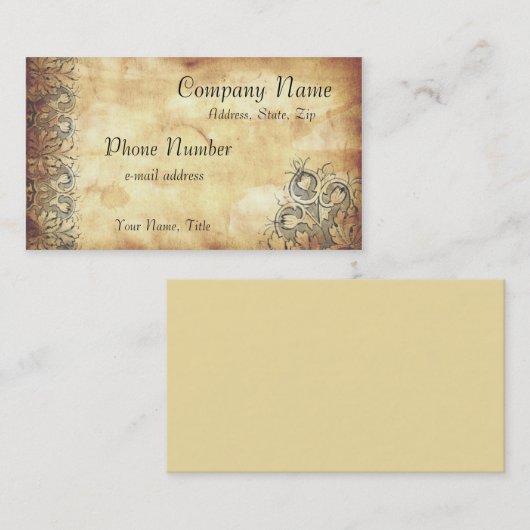 Medieval Manuscript Acanthus verlaat oud papier Visitekaartje (Voorkant / Achterkant)