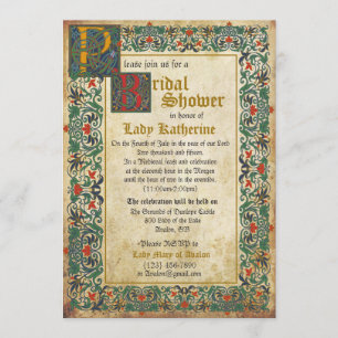 Medieval Manuscript Bridal Shower Invitation Card Kaart