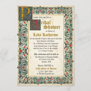 Medieval Manuscript Bridal Shower Invitation Card Kaart