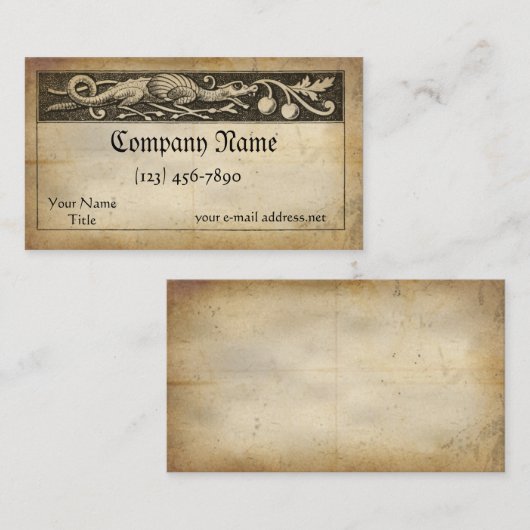 Medieval Manuscript Dragon Visitekaartje (Voorkant / Achterkant)