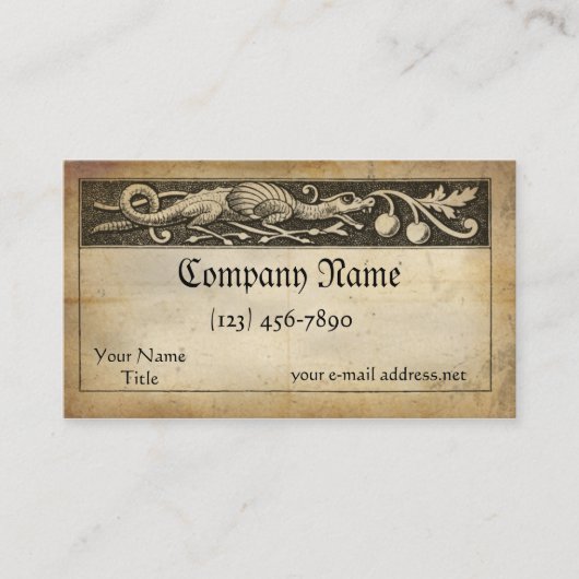 Medieval Manuscript Dragon Visitekaartje (Voorkant)