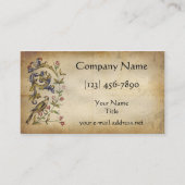 Medieval Manuscript Floral Bird Visitekaartje (Voorkant)