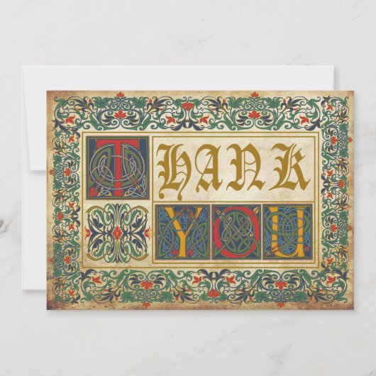Medieval Manuscript Gothic Dank u Bedankkaart (Voorkant)