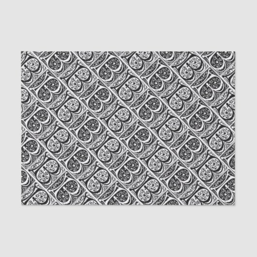 Medieval Manuscript Illuminated Letter B Monogram Tissuepapier (Voorkant)