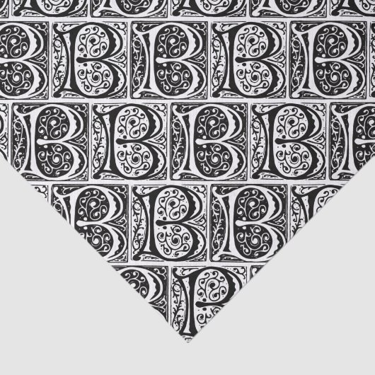 Medieval Manuscript Illuminated Letter B Monogram Tissuepapier (Detail)