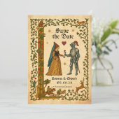 Medieval Manuscript Save the date Kaart (Staand voorkant)