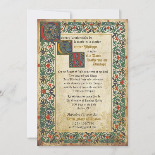 Medieval Manuscript Weddenschap Kaart (Voorkant)