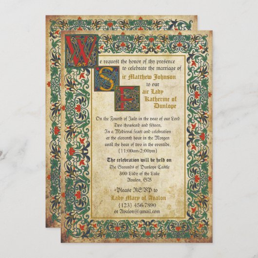 Medieval Manuscript Weddenschap Kaart (Voorkant / Achterkant)