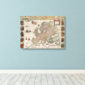Medieval Map of Europe (door Willem Blaeu) Canvas Afdruk (Insitu (Houten vloer))
