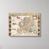 Medieval Map of Europe (door Willem Blaeu) Canvas Afdruk (Voorkant)