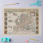 Medieval Map of Europe (door Willem Blaeu) Tissuepapier (Craft)