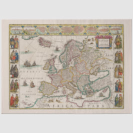 Medieval Map of Europe (door Willem Blaeu) Tissuepapier