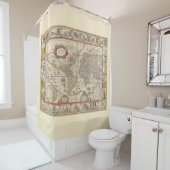 Medieval Map of the World (door Willem Blaeu) Douchegordijn (In situ)