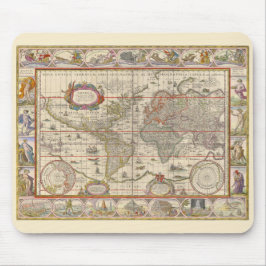 Medieval Map van de hele wereld (door Willem Blaeu Muismat