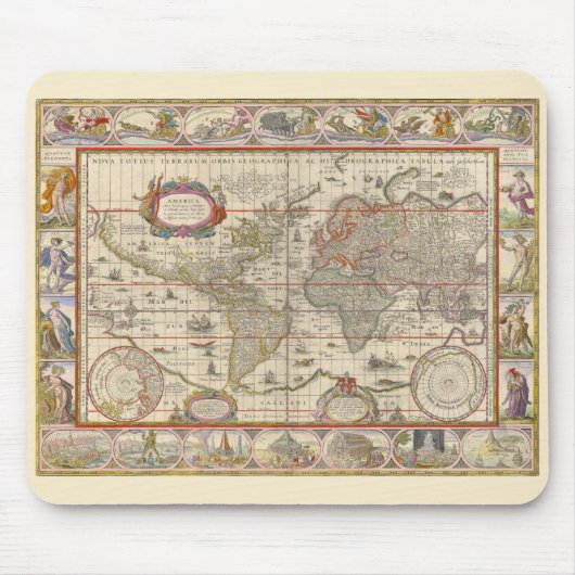 Medieval Map van de hele wereld (door Willem Blaeu Muismat (Voorkant)