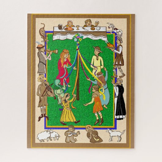 Medieval Maypole dansende puzzel Legpuzzel (Verticaal)