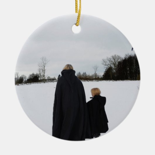 Medieval moeder en dochter keramisch ornament (Voorkant)