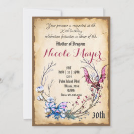 Medieval moeder van Dragon 30th Birthday Invitatio Kaart