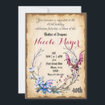 Medieval moeder van Dragon 40th Birthday Invitatio Kaart<br><div class="desc">Deze one-of-a-king middeleeuwse uitnodiging is het perfecte begin voor een epic 40ste verjaardagsfeestje! Perfect voor drakenliefhebbers!</div>